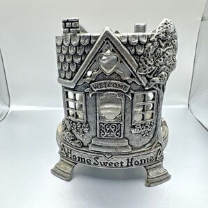 Pewter Candle Holder Sleeve Home Sweet Home Fits Yankee Candle Bath & Body Works